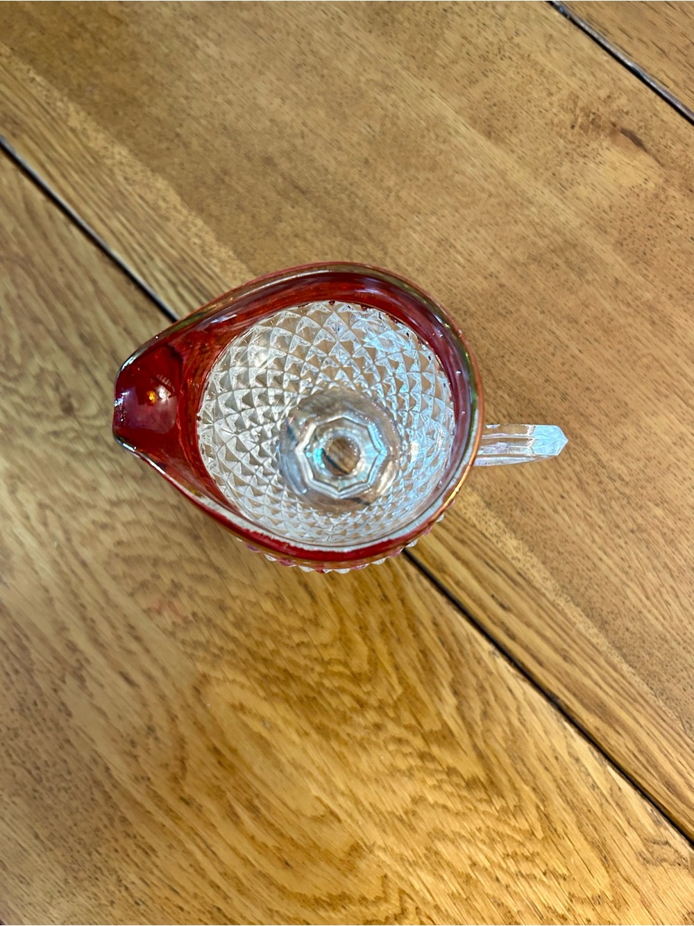 Indiana Glass Ruby-Topped Diamond Pattern Creamer - Picture 3 of 4